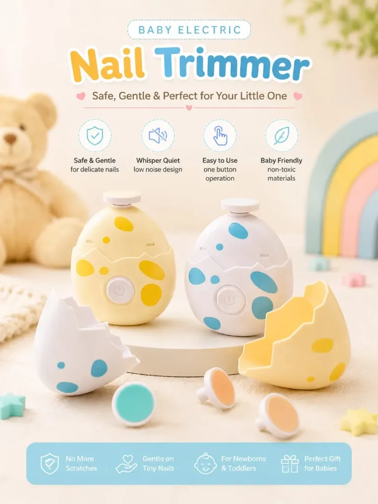 🐣 Hatchling Baby Electric Nail Trimmer Safe, Gentle & Perfect for Tiny Nails 👶💛 (white)