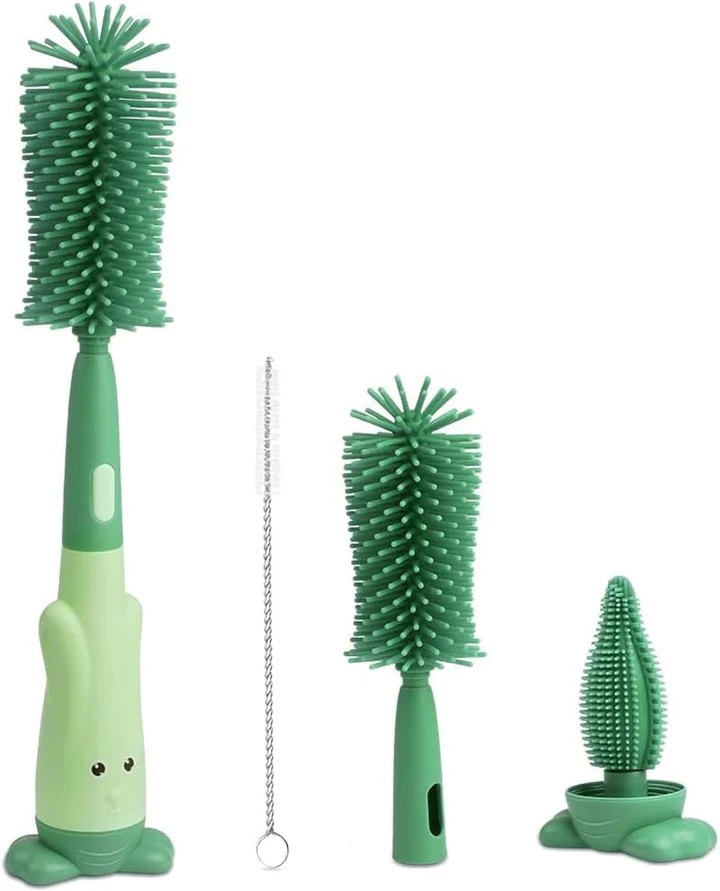 3-in-1 Silicone Baby Bottle Cleaning Brush Set – Pacifier, Straw, and Bottle Scrubber