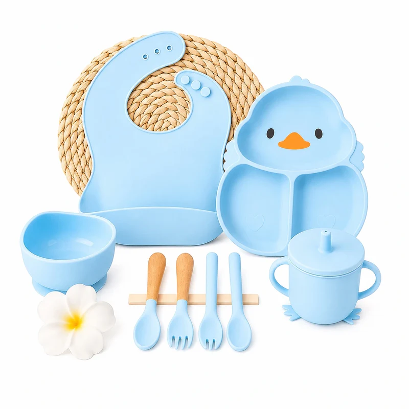 Silicone Baby Feeding Set – 8 Pcs