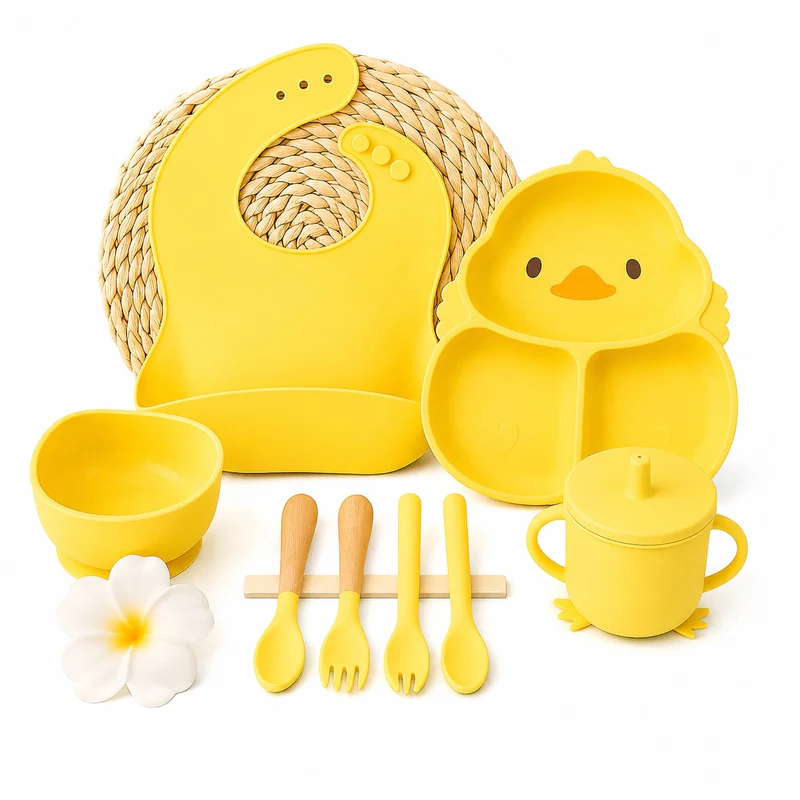 Silicone Baby Feeding Set – 8 Pcs