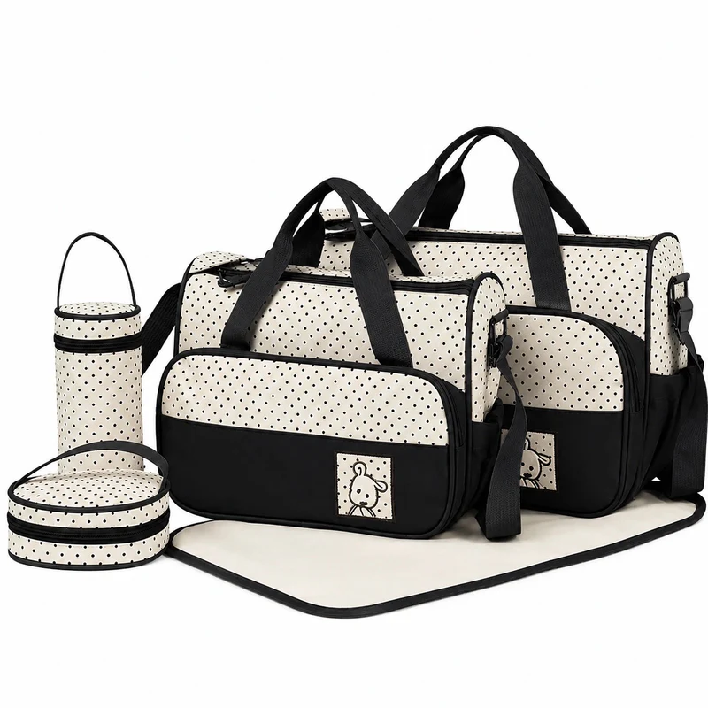 Baby Diaper Bag Set – Maternity & Travel Organizer (5-Piece) – Black