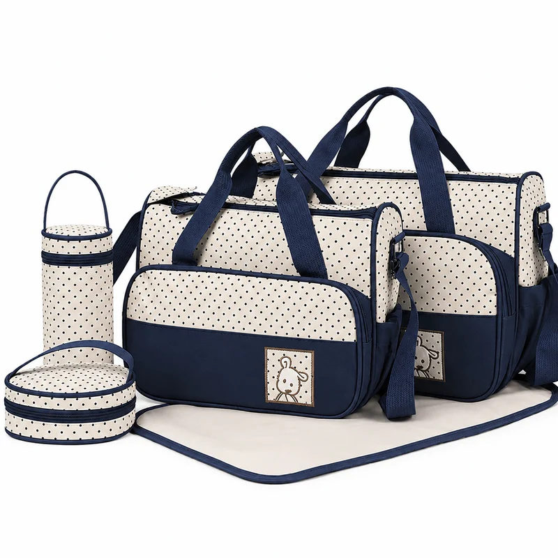 Baby Diaper Bag Set – Maternity & Travel Organizer (5-Piece) – Navy Blue