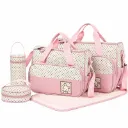 Baby Diaper Bag Set – Maternity & Travel Organizer (5-Piece) - Pink
