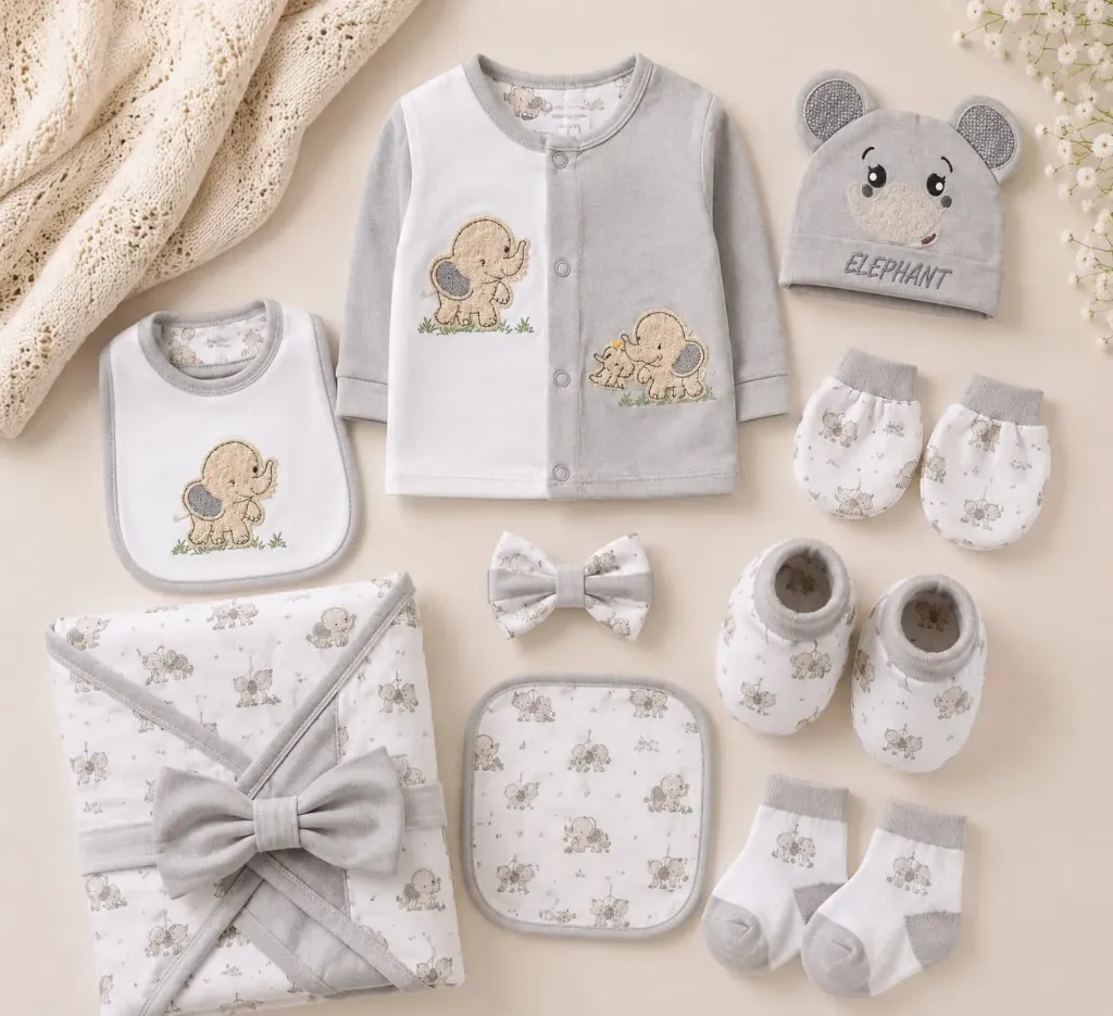 Elephant Style Newborn Baby Essentials Starter Set – Complete Gift Collection