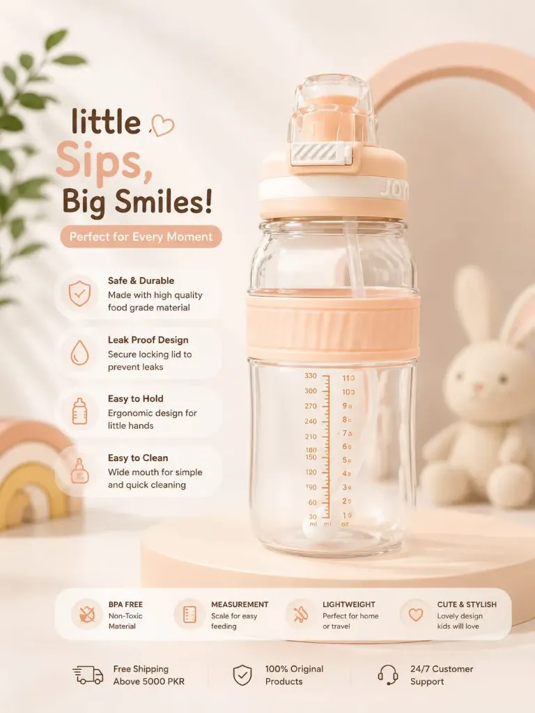 Kids BPA-Free Water Bottle with Flip Straw – 850ml